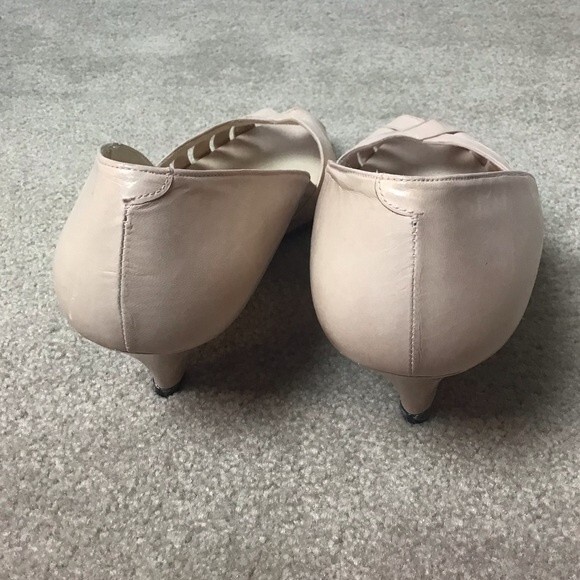 Pappagallo Leather Open Toe Heels Spain Pale Pink Size 7 Vintage - Picture 7 of 12